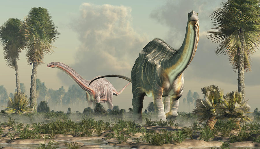 Apatosauruses in a Wetland Digital Art by Daniel Eskridge