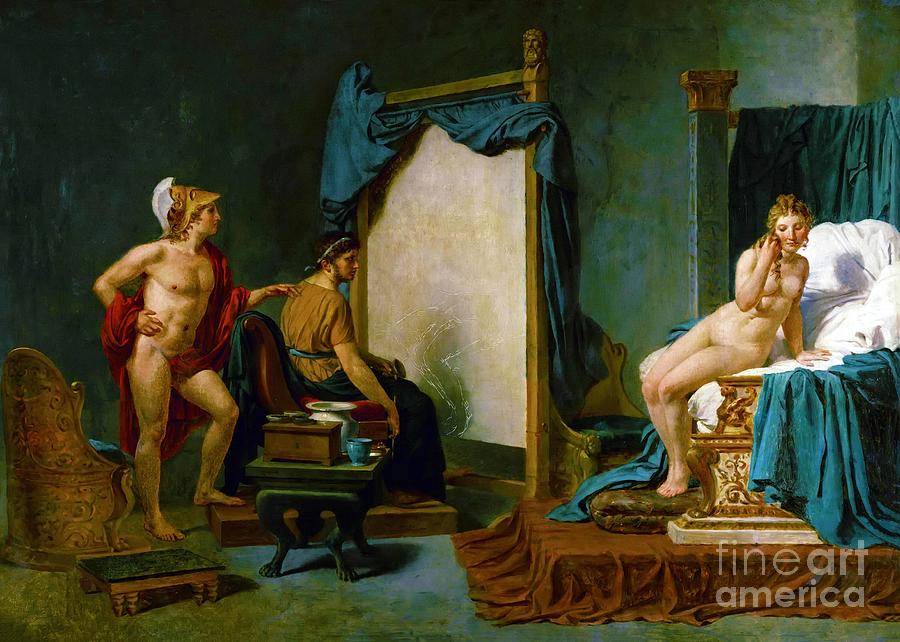 Apelles, Alexander the Great and Campaspe Painting by Jacques-Louis David