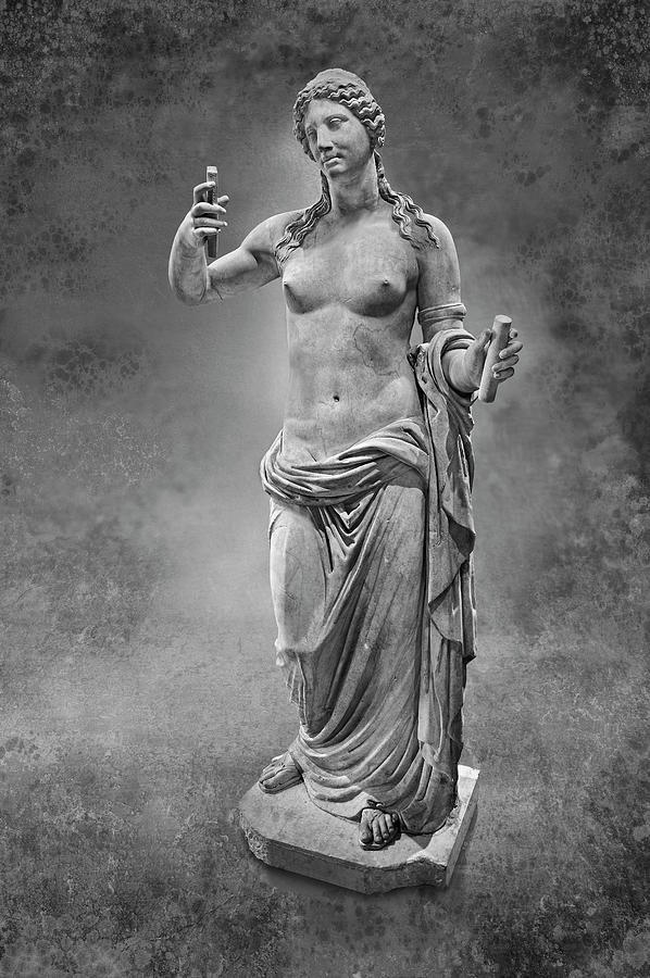 Aphrodite or Venus Roman Statue - Venus of Arles. -  black and white wall art print Sculpture by Paul E Williams