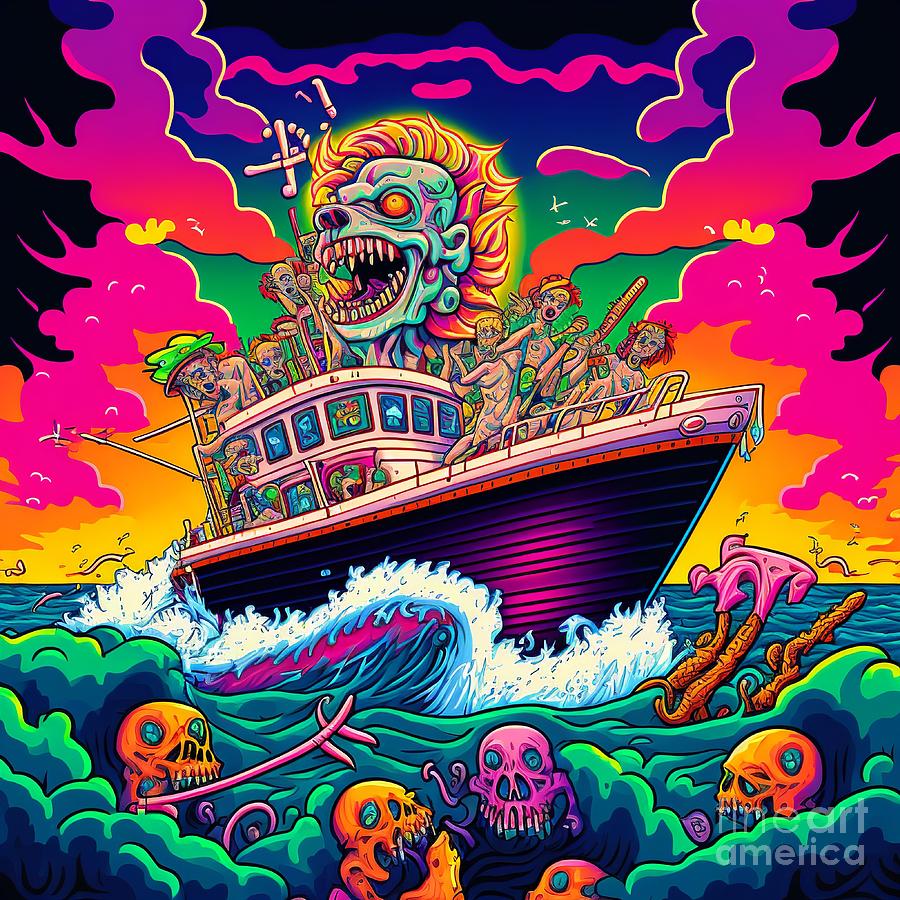 Apocalypse with survivors vacation at sea-zombies Digital Art by ...