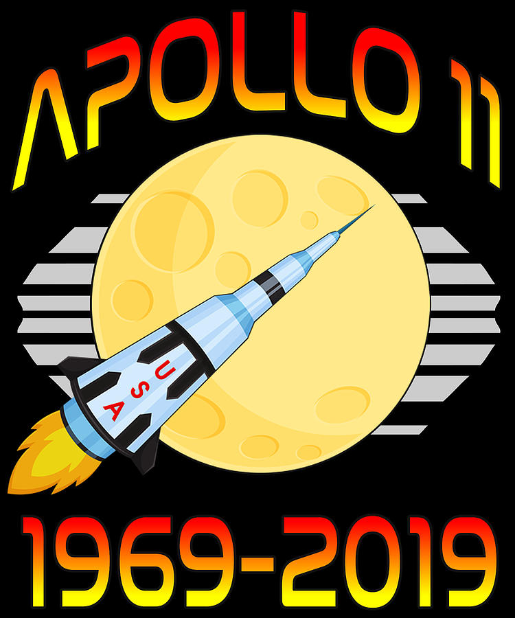 Apollo 11 50th Anniversary Retro Moon Landing Digital Art by Flippin Sweet Gear
