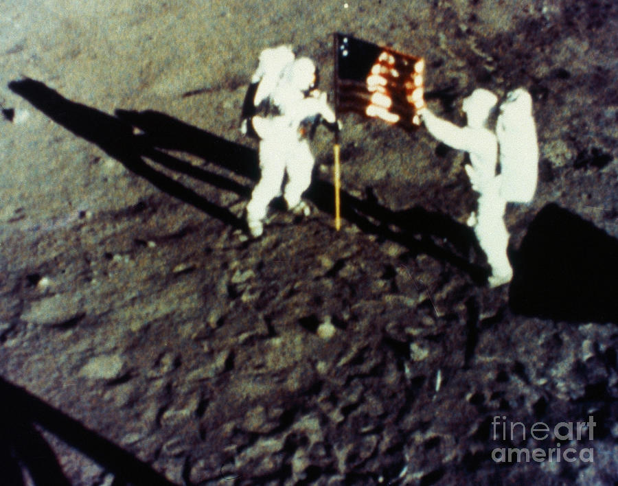Apollo 11 - Planting Flag, 1969 Photograph by Granger