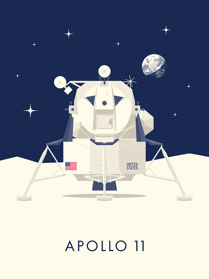 Space Digital Art - Apollo 11 Space - Lunar Lander Module by Organic Synthesis