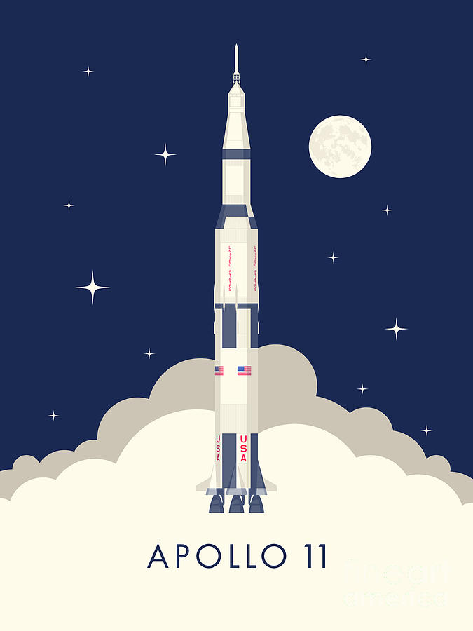 Apollo 11 Digital Art - Apollo 11 Space - Saturn Rocket A by Organic Synthesis