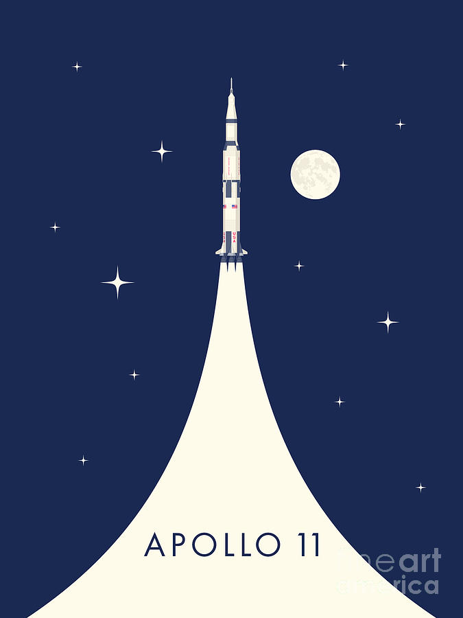 Space Digital Art - Apollo 11 Space - Saturn Rocket B by Organic Synthesis