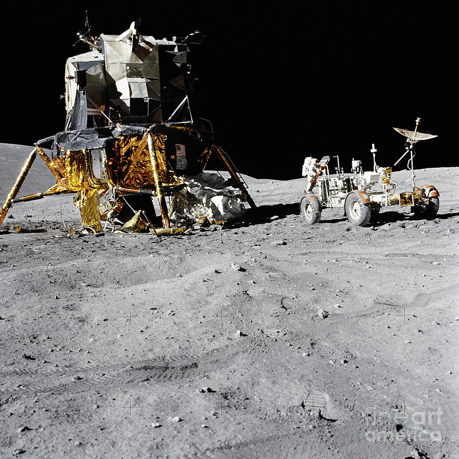 Duke University Photograph - Apollo 16 - Lunar Rover And Module, 1972 by Charles Duke Jr