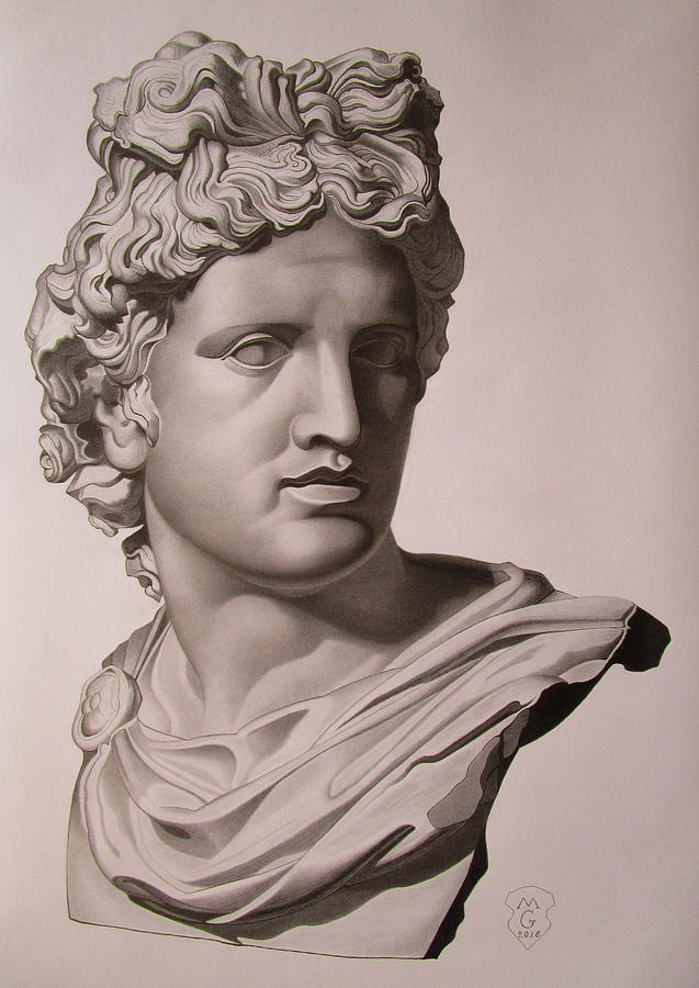Apollo Bust Drawing Drawing by Mariyan Grozdev