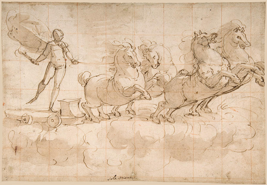 Apollo Driving the Chariot of the Rising Sun Drawing by Luca Cambiaso