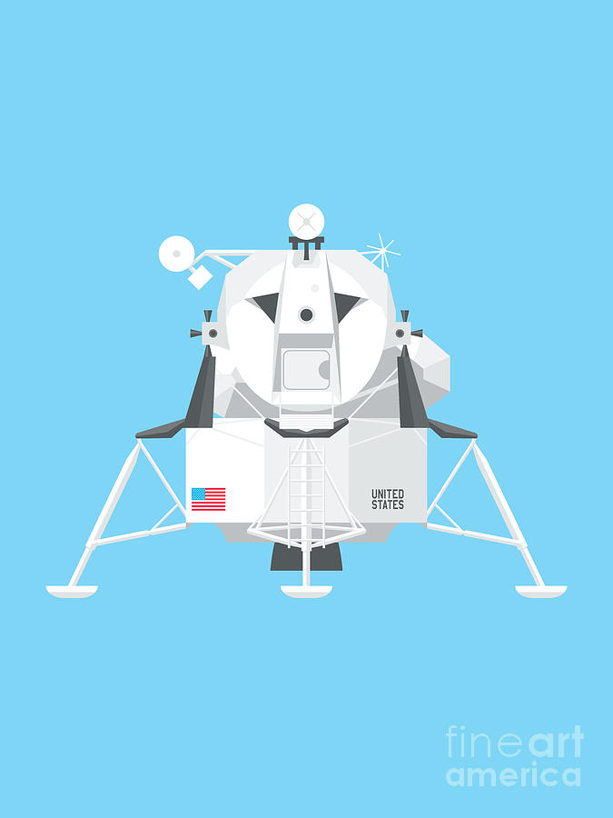 Space Digital Art - Apollo Lunar Module Lander Minimal - Sky by Organic Synthesis