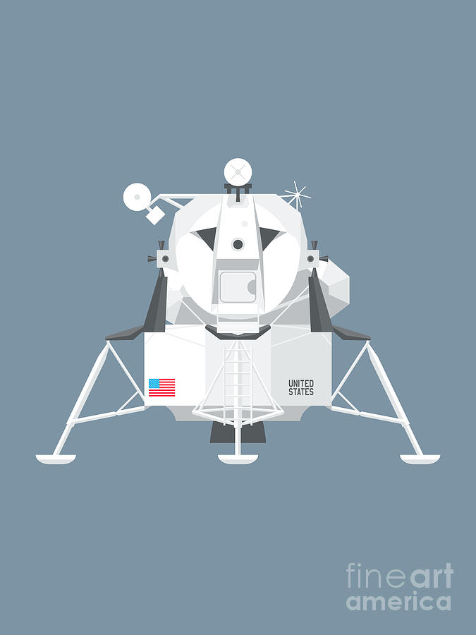 Space Digital Art - Apollo Lunar Module Lander Minimal - Slate by Organic Synthesis
