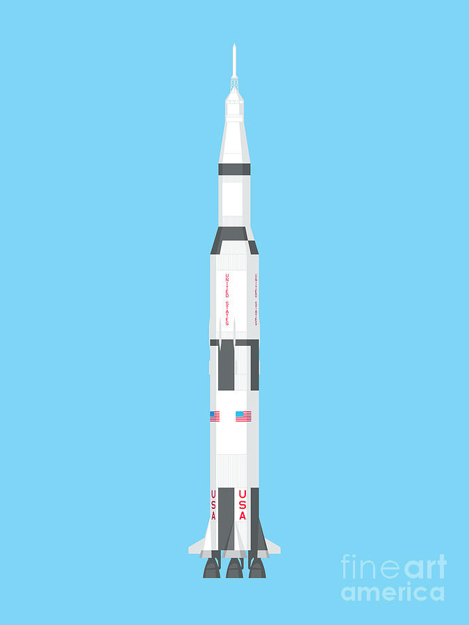 Apollo Saturn V Rocket - Sky Digital Art by Organic Synthesis