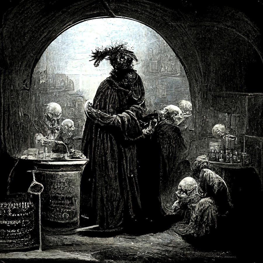 Apothecary of Horror, 01 Painting by AM FineArtPrints