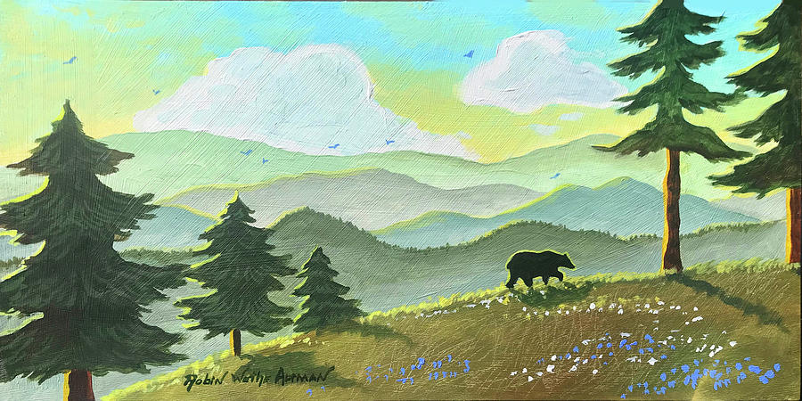 Appalachian Bear, Bear In The Mountains, Bear On A Hill, Bear In The Country, Landscape With A Bear, Digital Art