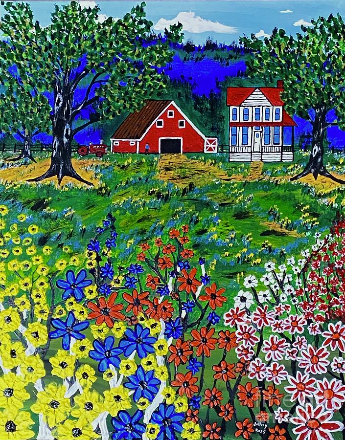 Appalachian Flower Farm Painting by Jeffrey Koss