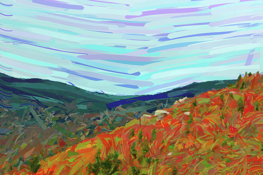 Appalachian Mountains Blue Ridge Parkway Nc, Abstract Oil Painting Ca 2020 By Ahmet Asar Digital Art