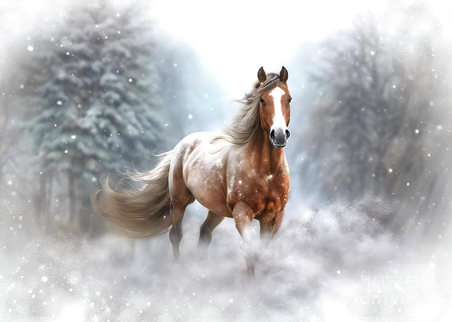 Appaloosa in the Snow Mixed Media by Stephanie Laird