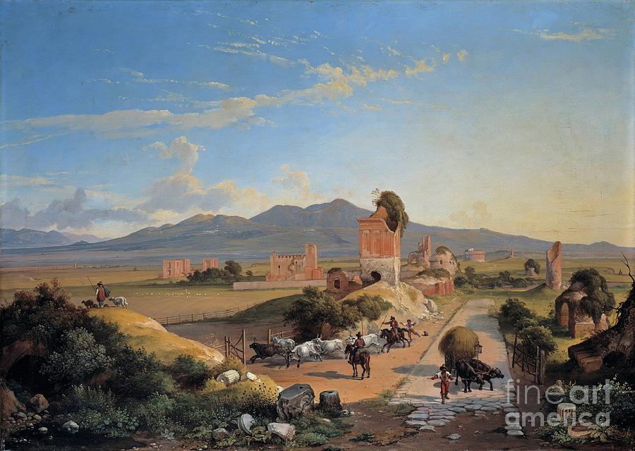 Architecture Painting - Appian Way Franz Ludwig Catel1833 by Artistic Rifki