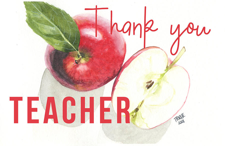 Apple And A Half--thank You Teacher Mixed Media