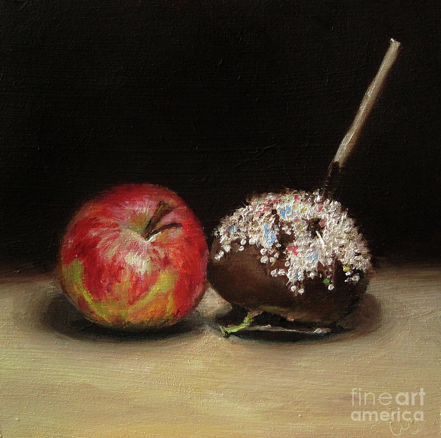 Apple Painting - Apple and Chocolate by Ulrike Miesen-Schuermann