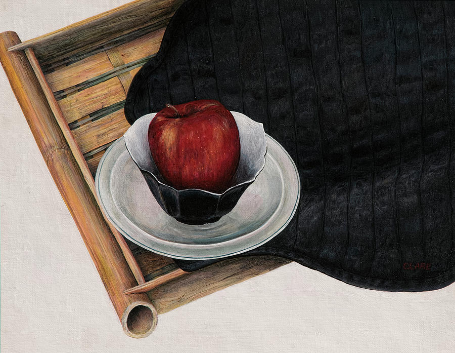 Apple and Lotus Painting by Jeffrey Clare