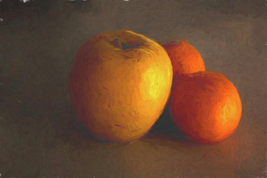 Apple and Oranges Still Life Mixed Media by Alison Frank