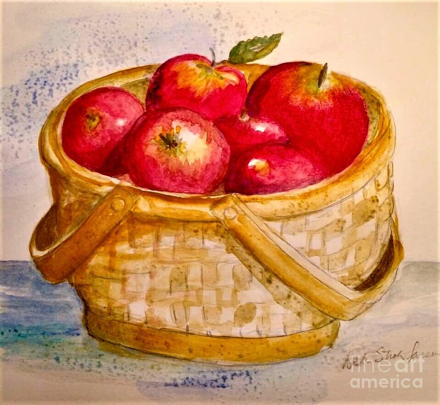 Apple Basket Painting by Deb Stroh-Larson