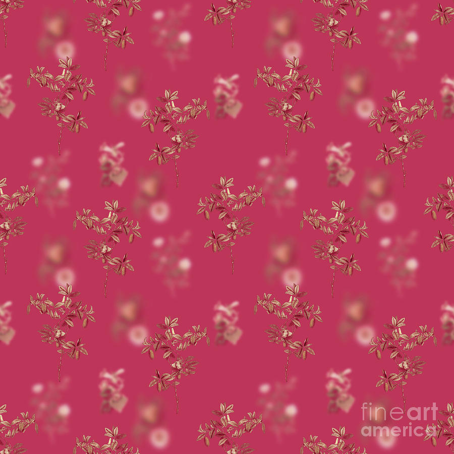 Apple Berry Botanical Seamless Pattern In Viva Magenta N.0916 Mixed Media