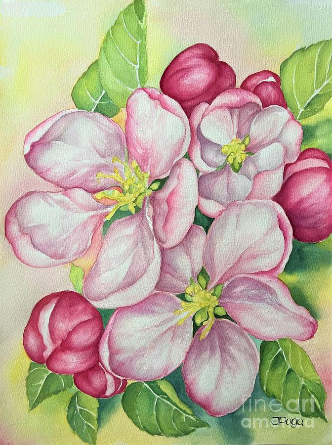 Apple blossoms, May Painting by Inese Poga