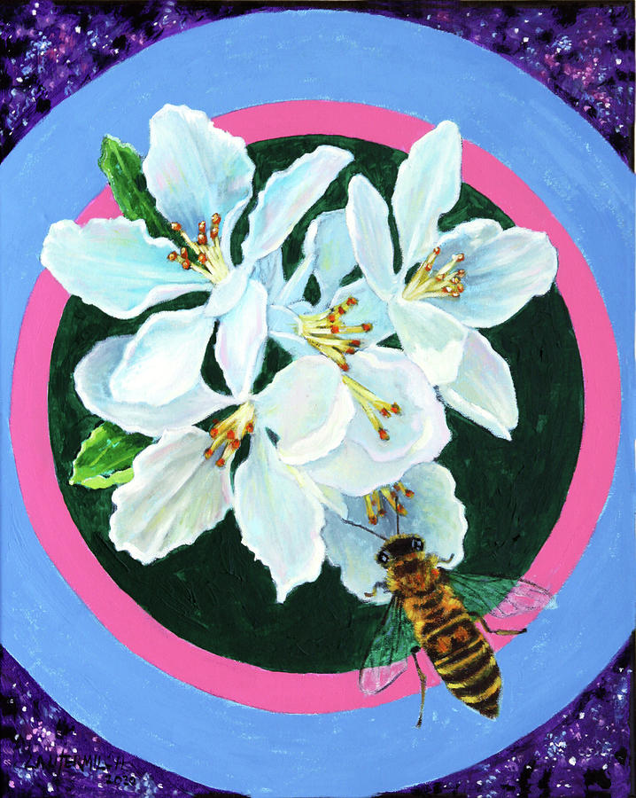 Apple Blossoms Polinator Painting by John Lautermilch