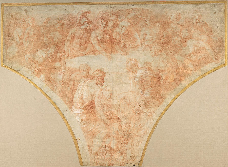 Apple of Discord Thrown by Eris at the Marriage of Peleus and Thetis Drawing by Francesco Primaticcio