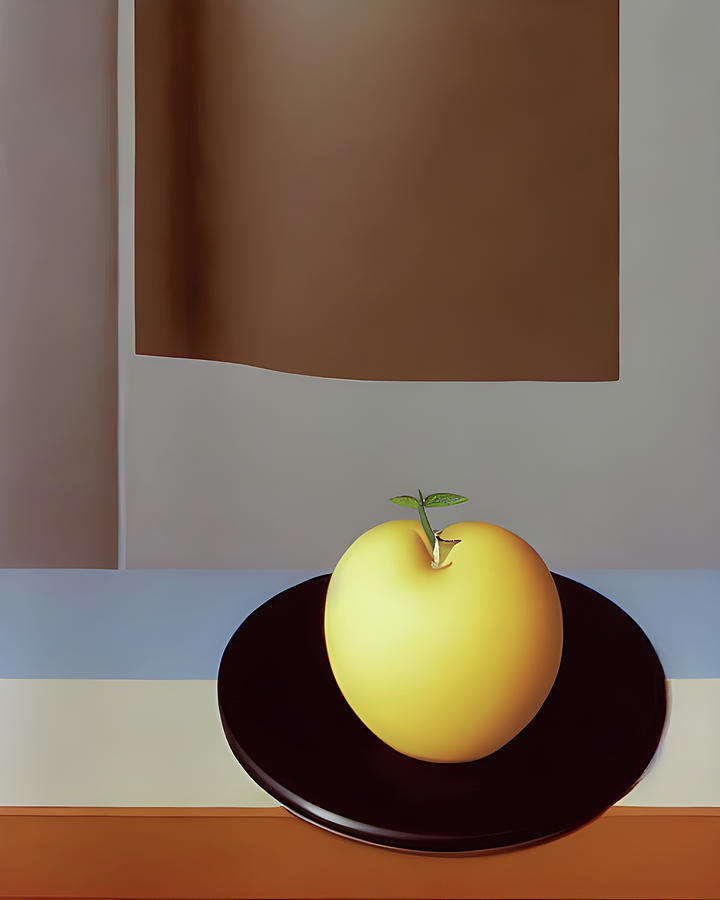 Apple on A Dish Painting by Bob Orsillo