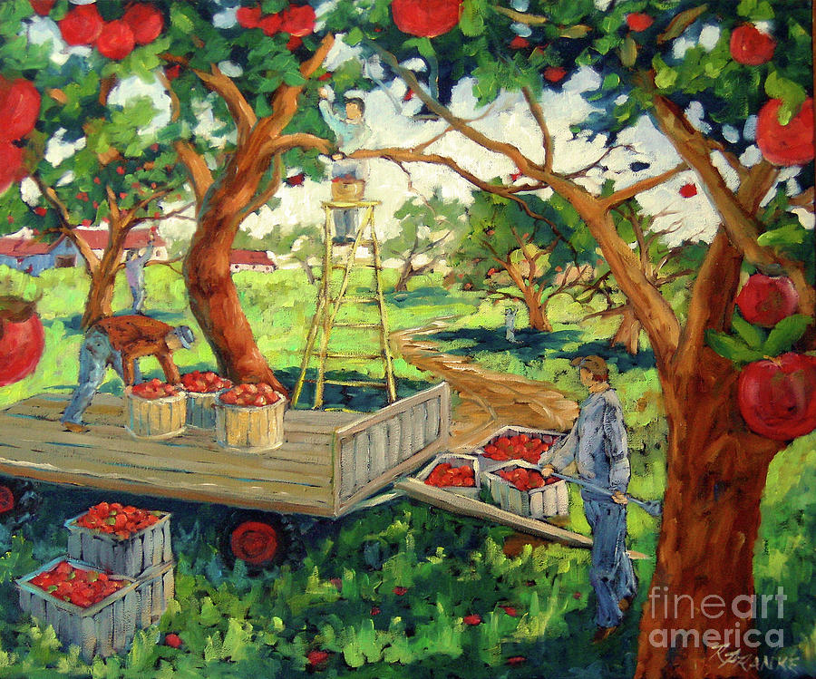 Apple Pickers Painting by Richard T Pranke