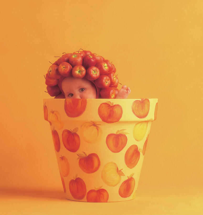 Color Photograph - Apple Pot by Anne Geddes