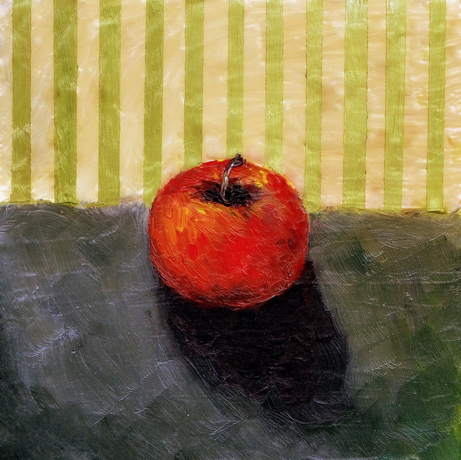 Apple Painting - Apple Still Life with Grey and Olive by Michelle Calkins