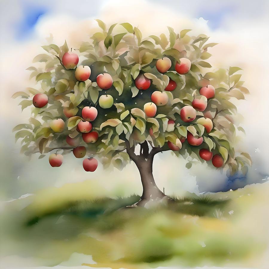 Apple Tree Day A - January 6 Painting by Olde Time Mercantile