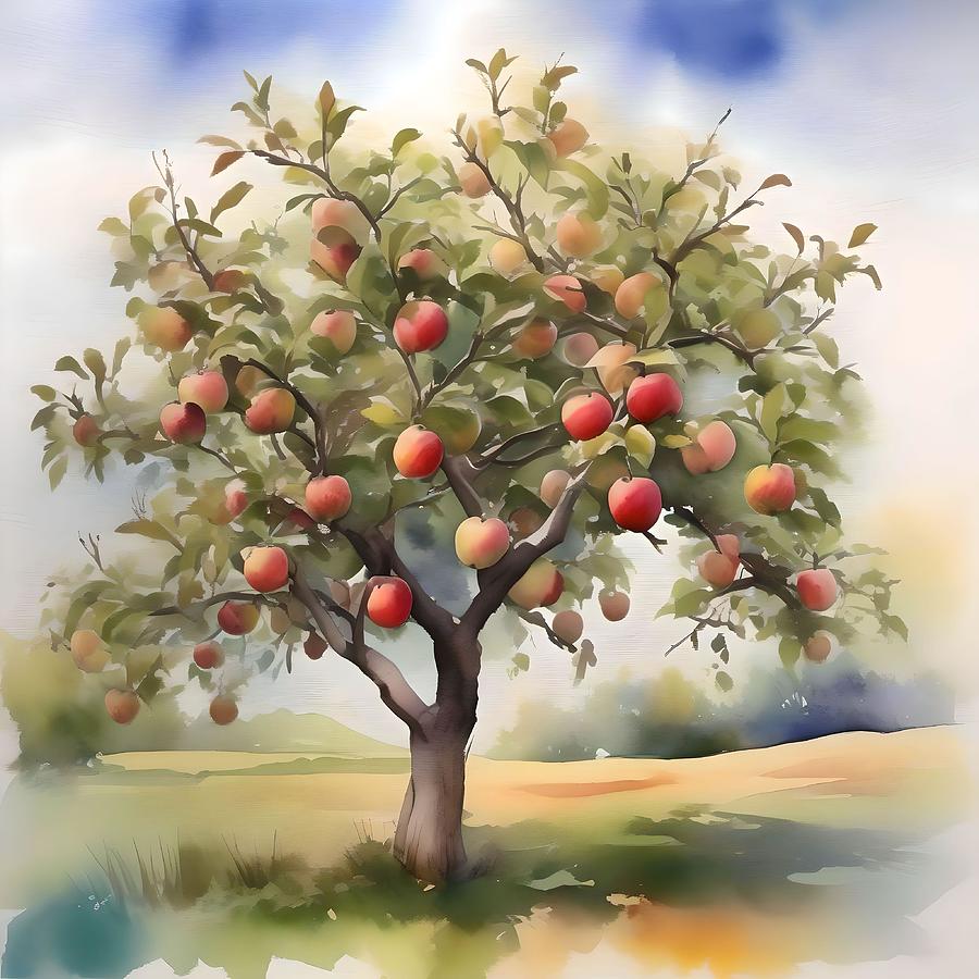 Apple Tree Day E - January 6 Painting by Olde Time Mercantile