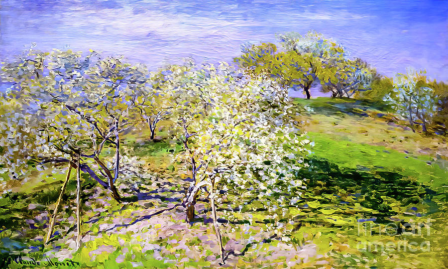 Apple Trees in Bloom by Claude Monet 1873 Painting by Claude Monet