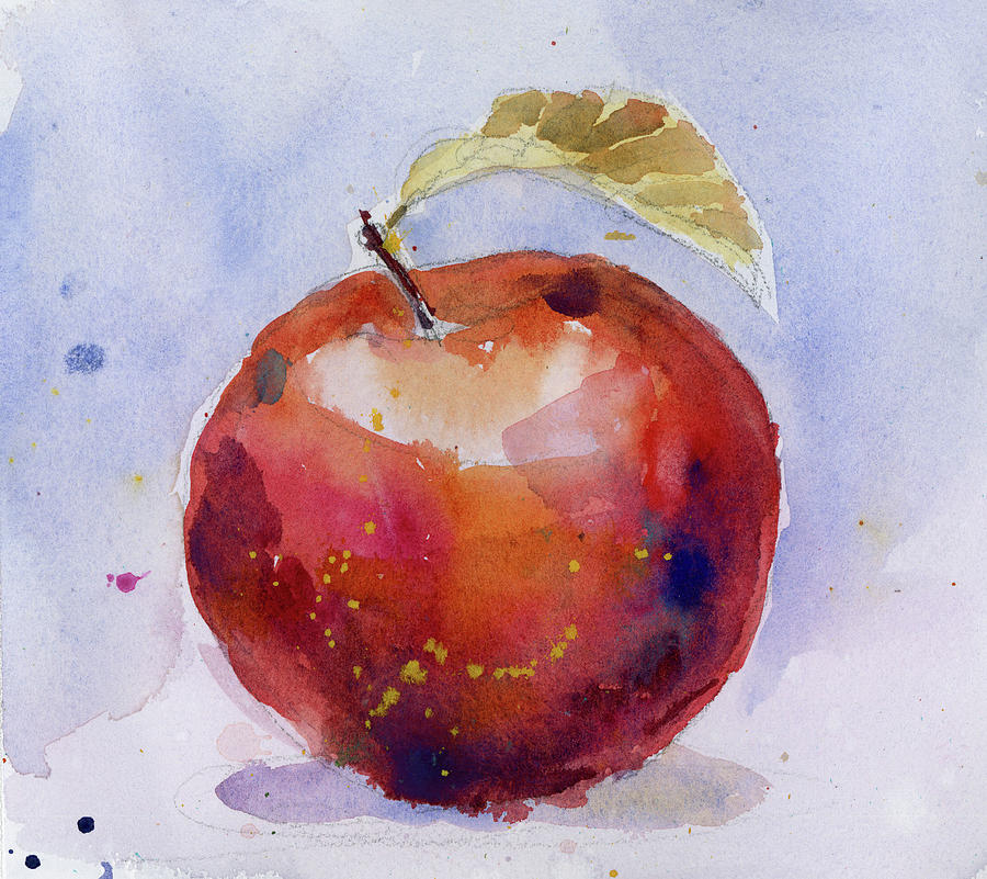 Apple Painting - Apple with a Splash by Dorrie Rifkin