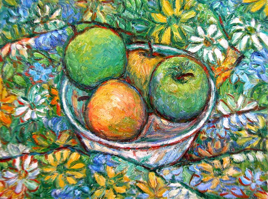 Apples and Flowers Painting by Kendall Kessler