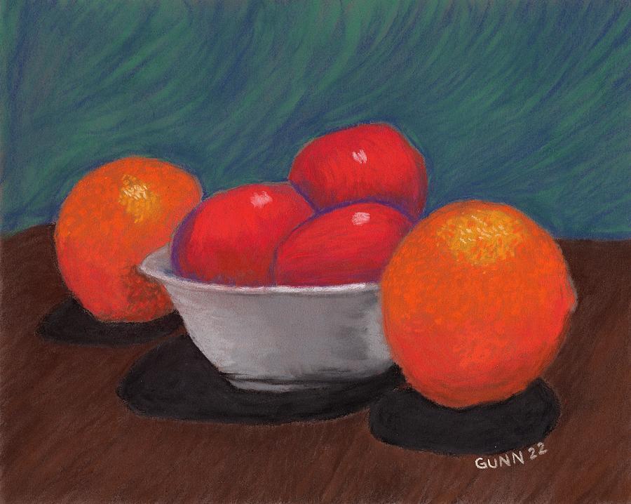 Apples and Oranges 2 Pastel by Katrina Gunn