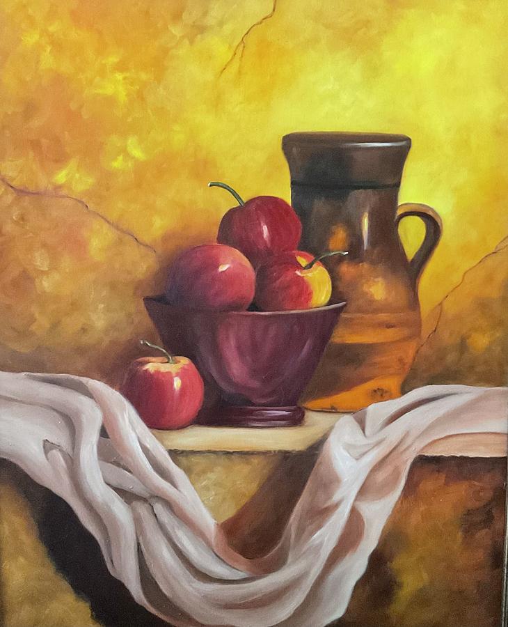 Apples and Pottery Painting by Susan Dehlinger