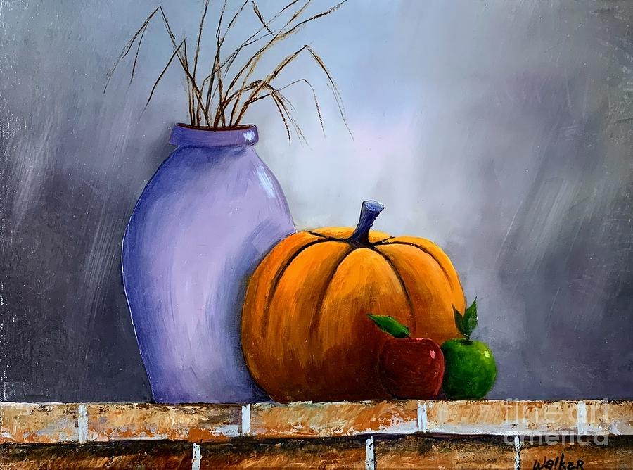 Apples and Pumpkin Still Life Painting by Jerry Walker