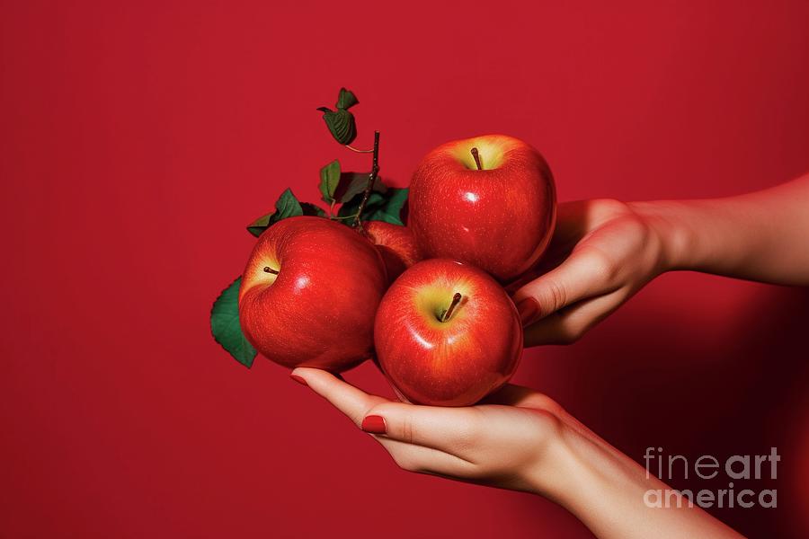 Apples are healthy and wholesome, isolated on dark background wi Photograph by Joaquin Corbalan