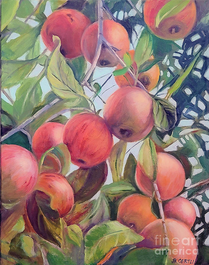 Apples at the Lake 3 Painting by Barbara Oertli