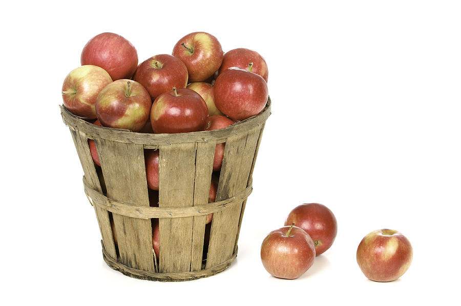 Apples In a Farm Basket on White Photograph by Spiritartist