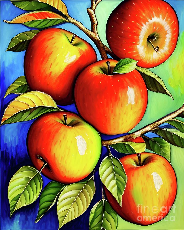 Apples on My Tree Mixed Media by Mary Machare