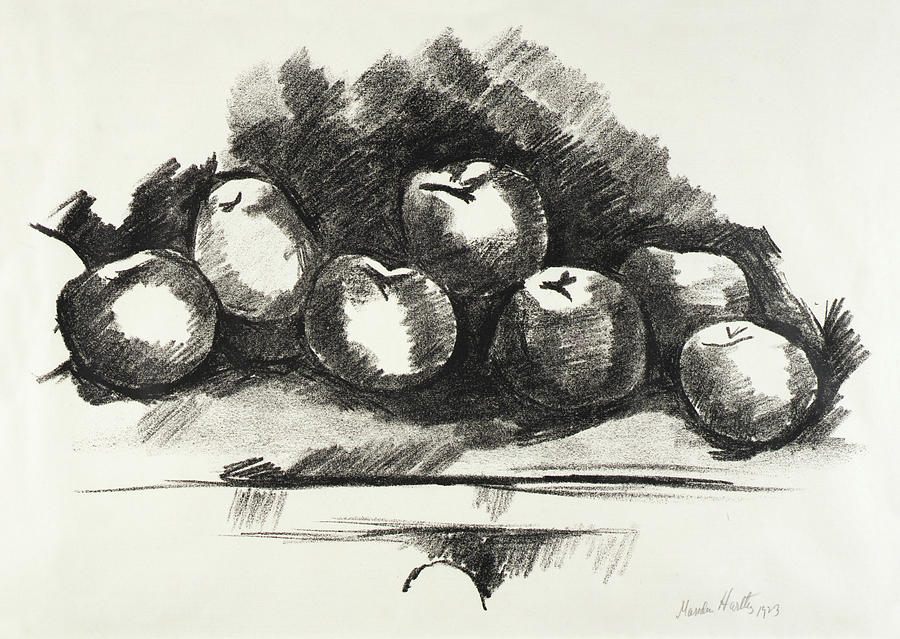 Marsden Hartley Drawing - Apples on Table by Marsden Hartley