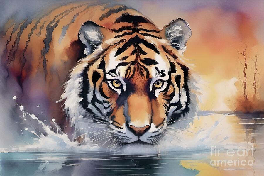 Approach With Caution - Tiger Stare - 02430 Digital Art by Philip Preston