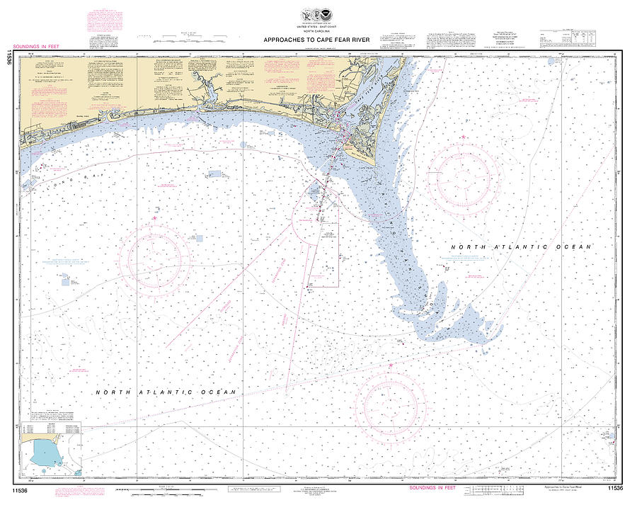 Approaches To Cape Fear River, Noaa Chart 11536a Digital Art by ...