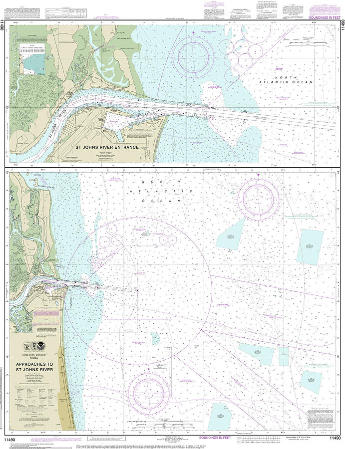 Approaches to St Johns River Nautical Chart 11490 Digital Art by John ...